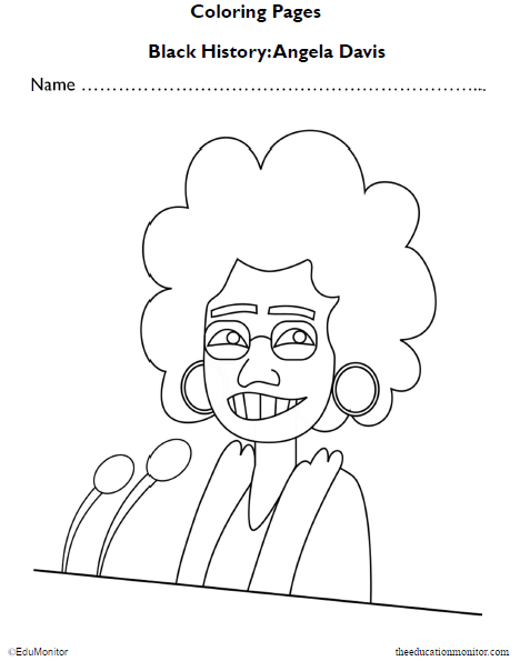 Kindergarten Angela Davis Black History Coloring Pages