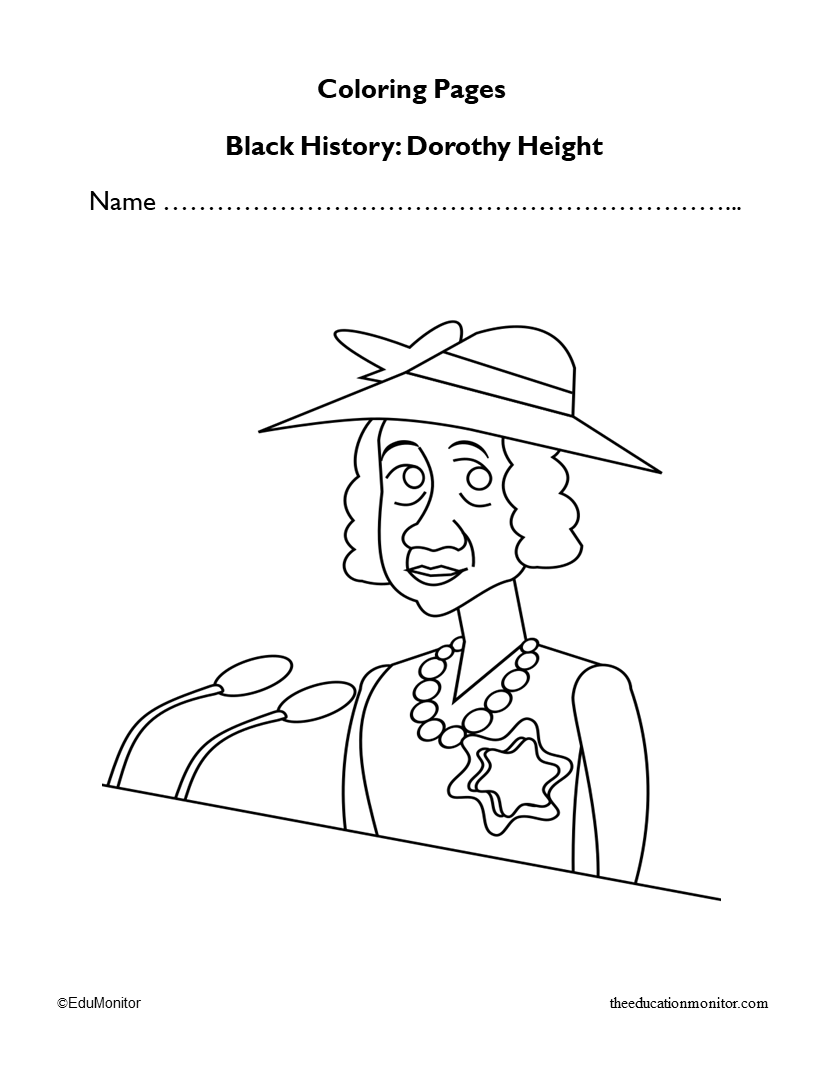 Kindergarten Dorothy Height Black History Worksheet_EduMonitor-1