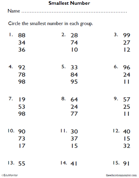 Recognizing Numbers Worksheets