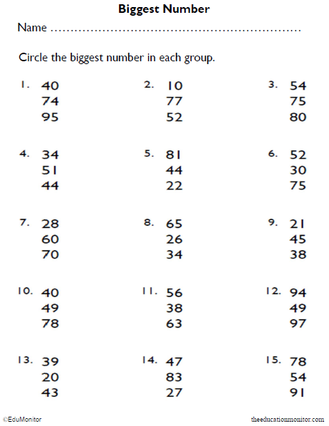 Number Recognition Math Worksheets