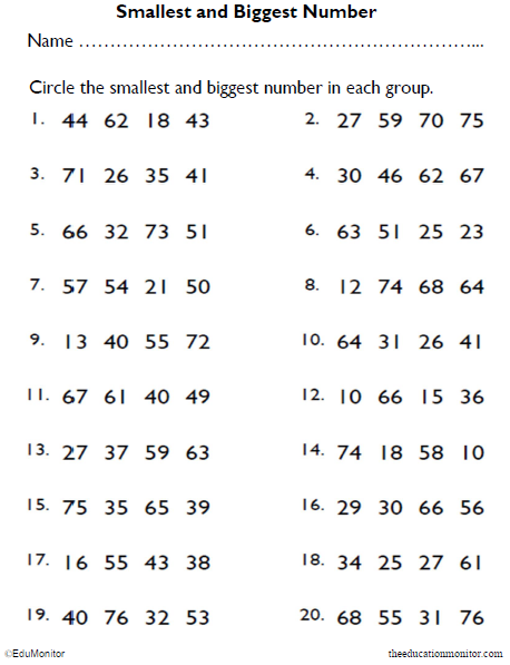 1st Grade Numbers Math PDF Worksheet - EduMonitor