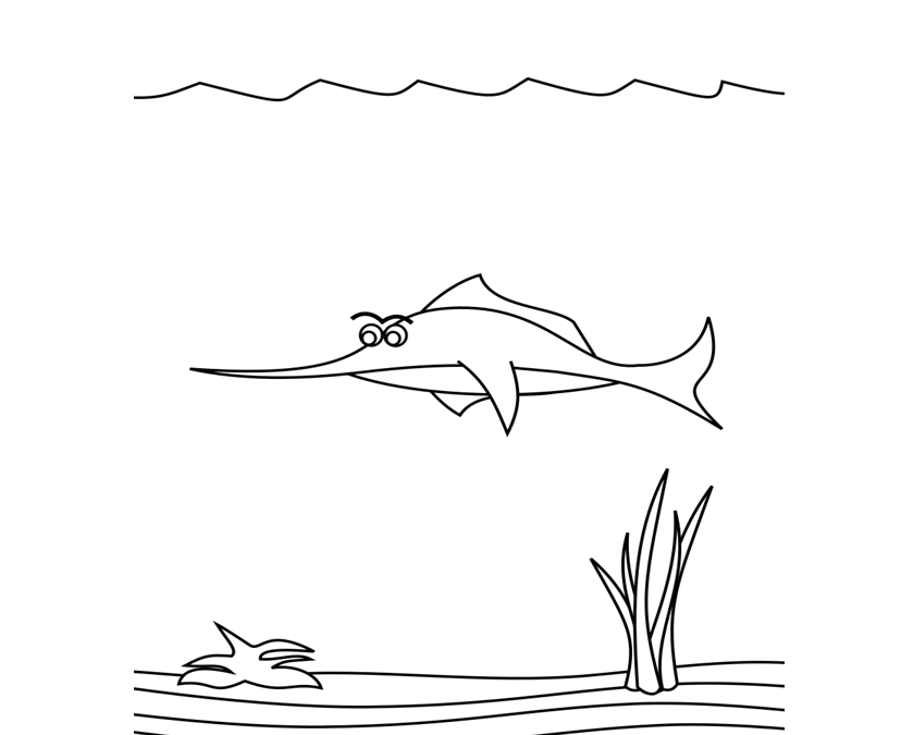 Swordfish Fish Coloring Pages for Kids