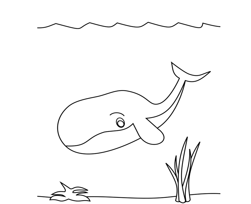 Pre-K Whale Fish Coloring Pages