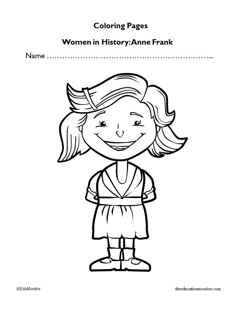 Anne Frank Women in History History Coloring page_EduMonitor-1