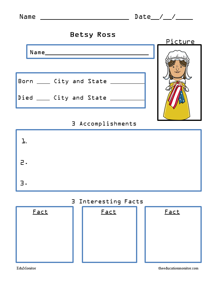 Betsy Ross Biography Social Studies Worksheets