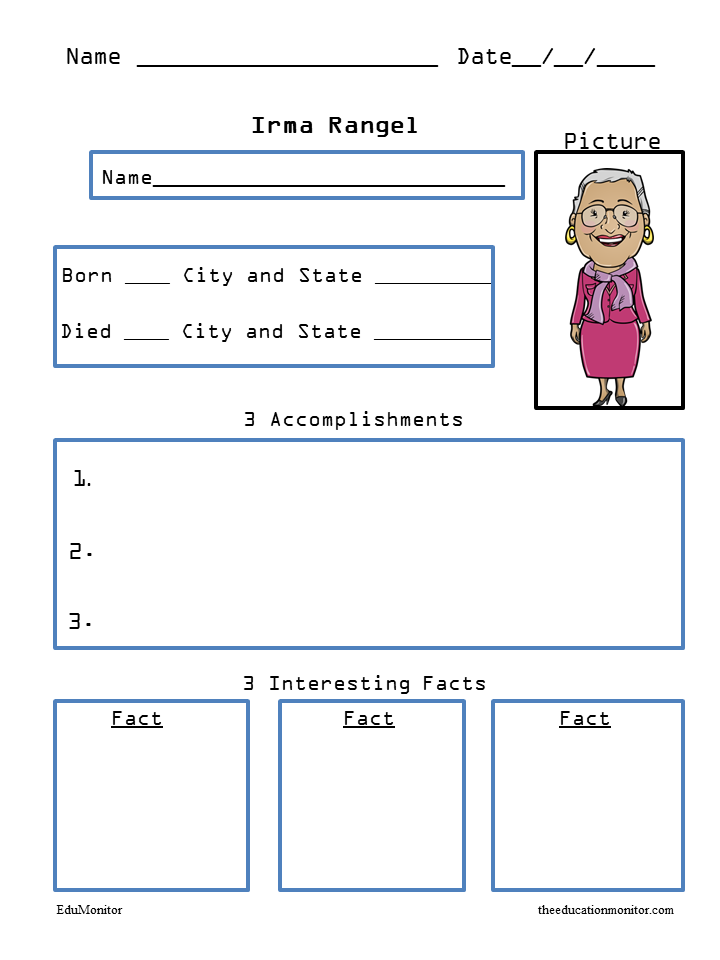 Irma Rangel Biography Research Graphic Organizer