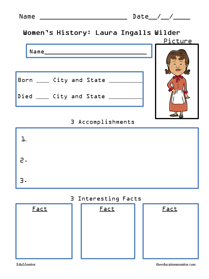 Laura Ingalls Wilder Biography Free Printable