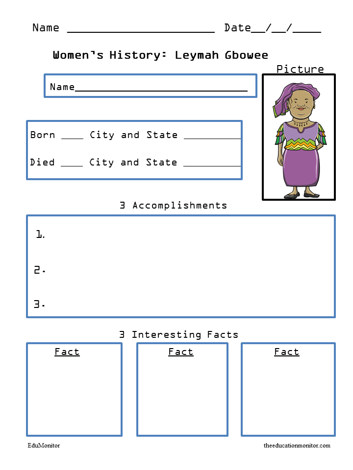 Leymah Gbowee Biography Worksheets