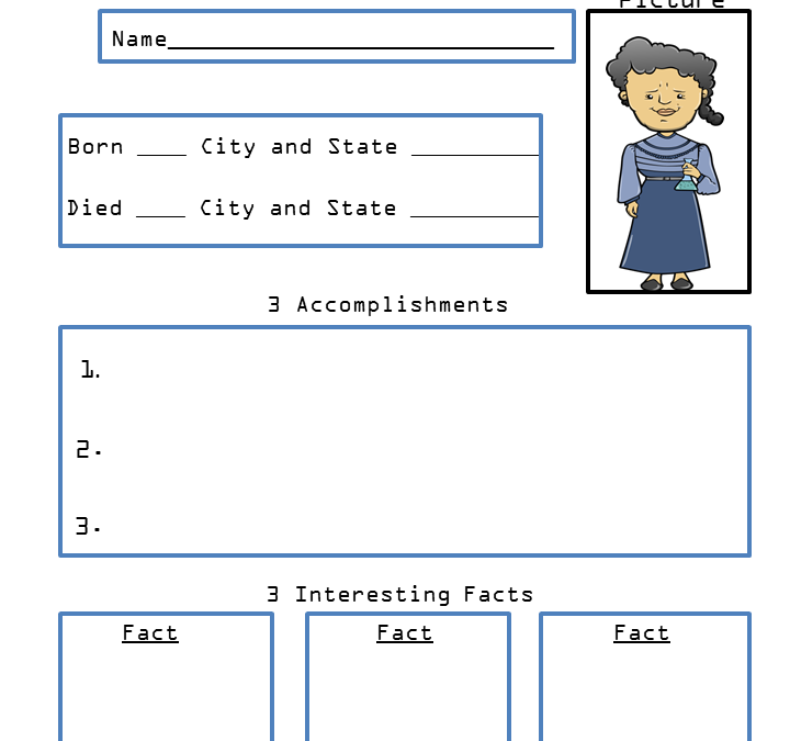 Free Printable Marie Curie Biography Research Worksheet
