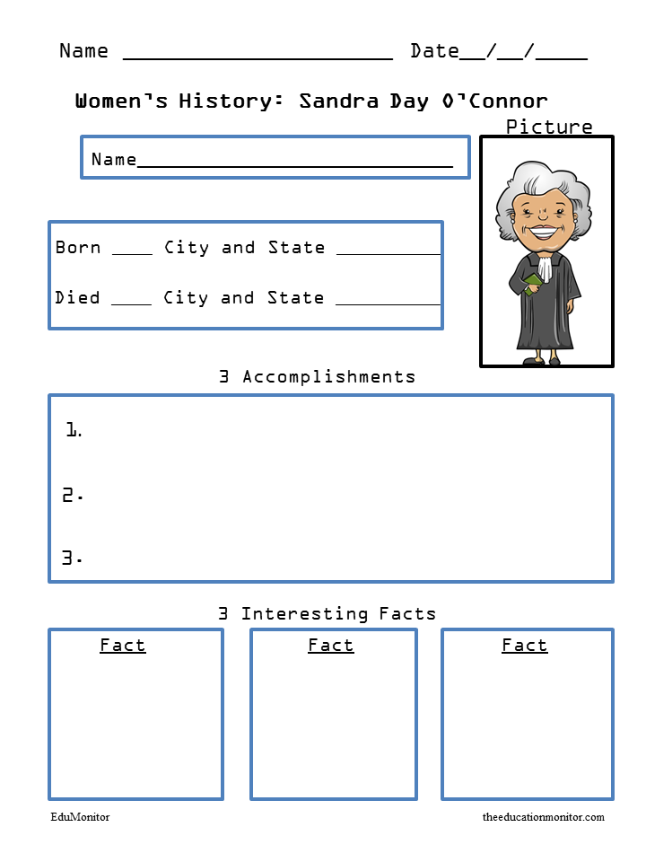Sandra Day O'Connor Biography Free Printable