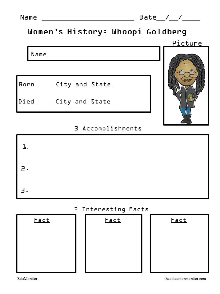 Whoopi Goldberg Biography Worksheets I EduMonitor