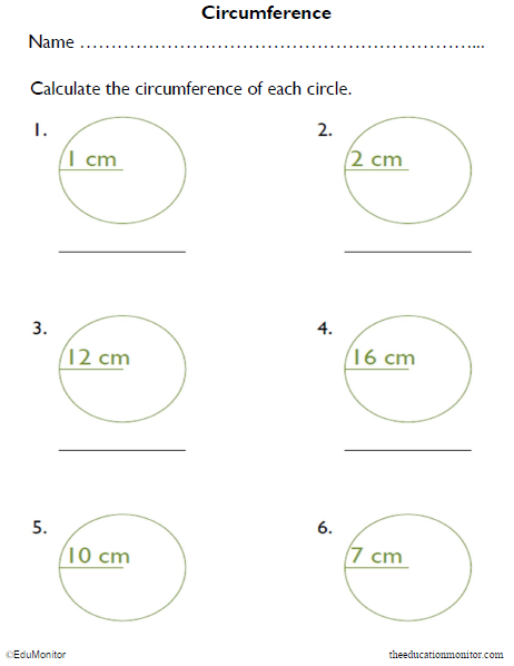 Circumference of a Circle Math Worksheets