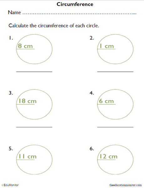 Calculating the Circumference of a Circle Worksheets