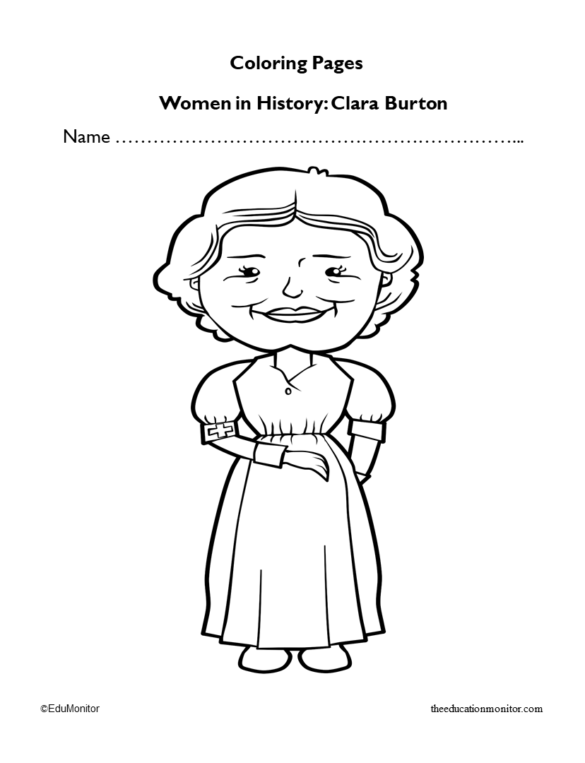 Clara Burton Women in History History Coloring page_EduMonitor-1