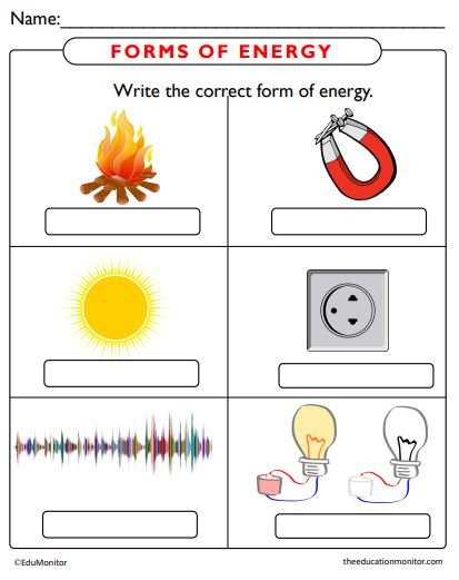 Forms of Energy Worksheet