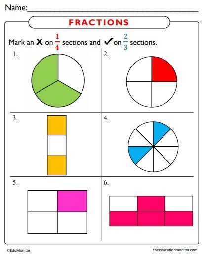 Math Fractions Worksheets for Kids - EduMonitor