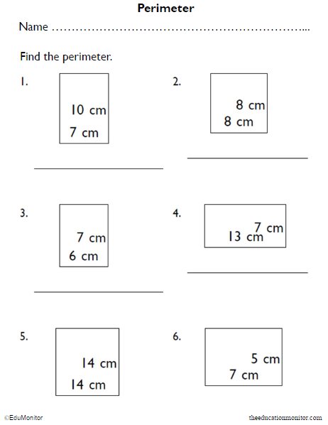 4th Grade Printable Perimeter Math Worksheets