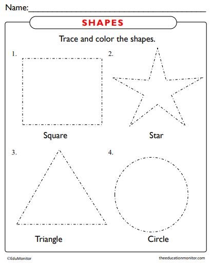 Free Trace and Color Shapes pdf for kids - EduMonitor | Science, Math ...