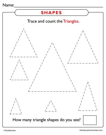 Triangle Shapes Tracing Worksheets - EduMonitor | Science, Math ...