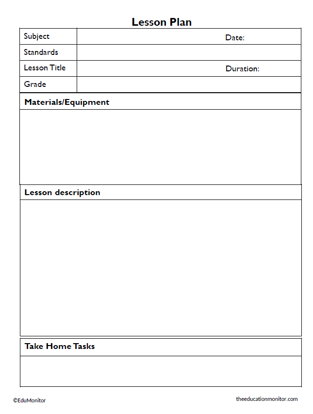 Lesson plan template for teachers