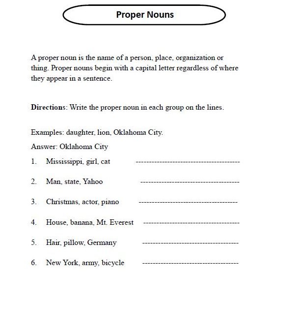 Proper Nouns English Worksheets I EduMonitor