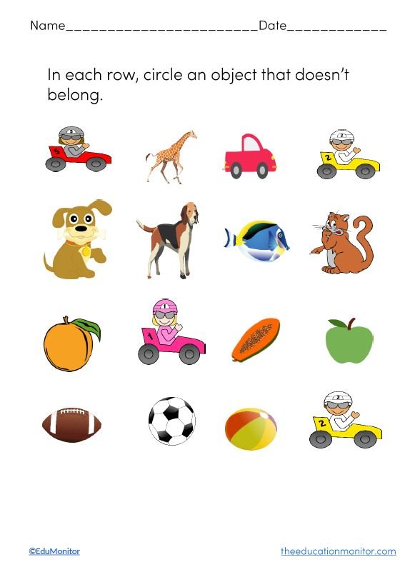 what doesn't belong worksheets for preschool