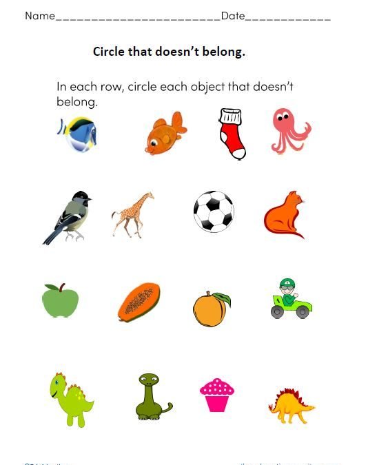 Preschool what doesn’t belong Worksheets for kids