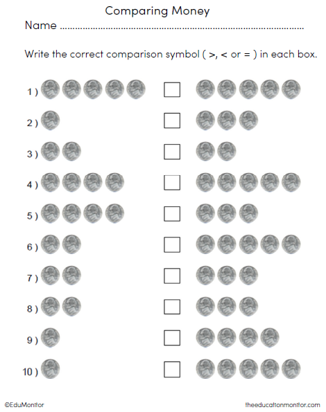Counting Money Math Worksheets Grade 2