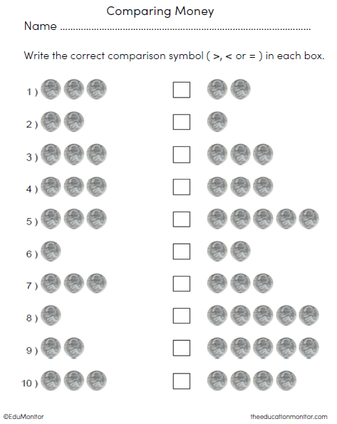 2nd Grade Comparing Money Math Worksheet_EduMonitor-9 Grade 2 Money Printables