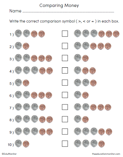 Comparing Money Worksheets 2nd Grade
