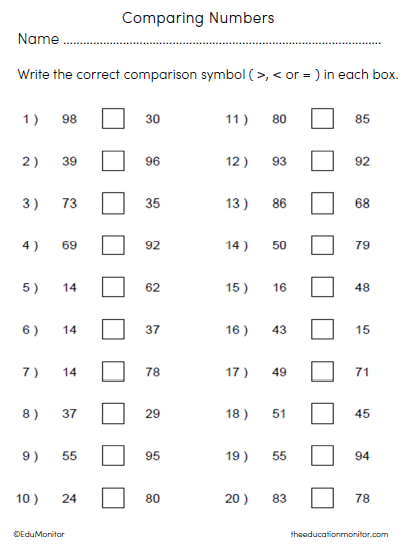 2nd Grade Numbers Math Worksheets