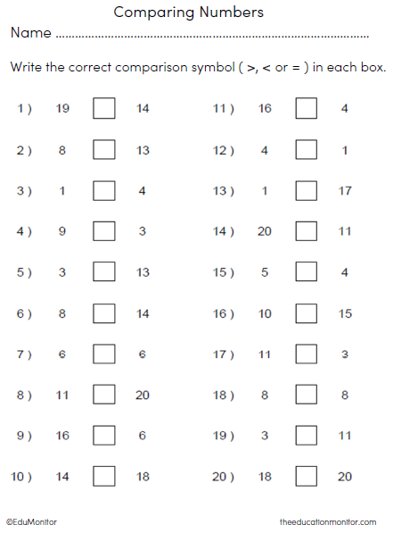 2nd Grade Comparing Numbers Math Worksheet_EduMonitor-7 Comparing Numbers Worksheets for Grade 2