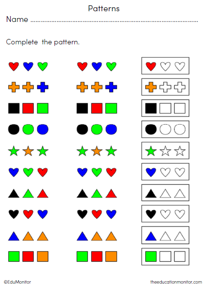 Colors Patterns Worksheets for Grade 2