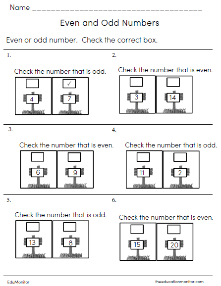 Even and Odd Numbers Math Worksheet_EduMonitor Even and Odd Numbers Math Worksheets
