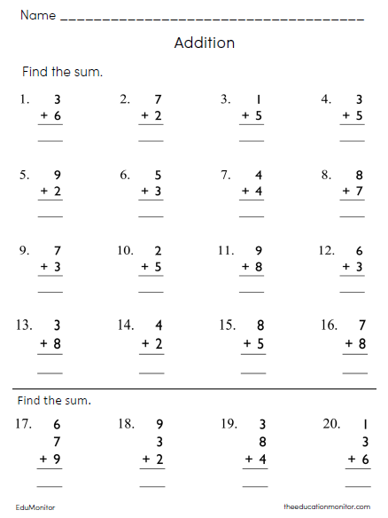 Grade 2 Addition Math Worksheet - EduMonitor | Science, Math, Language Arts