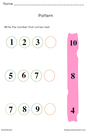 Number Patterns Activities Preschool Worksheet