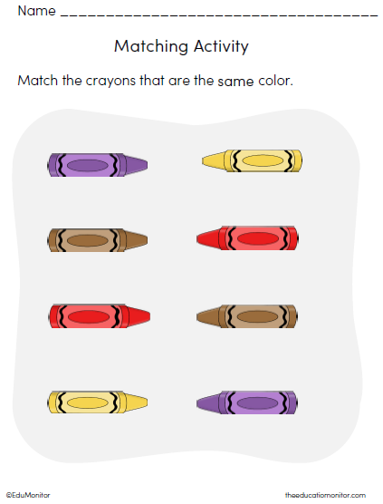 Matching Activity Preschool Worksheet