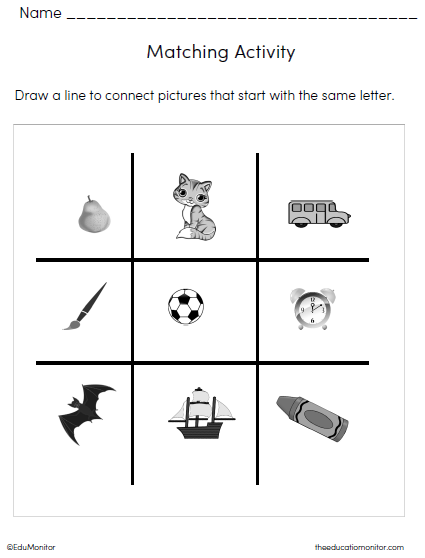 Matching activities for preschoolers