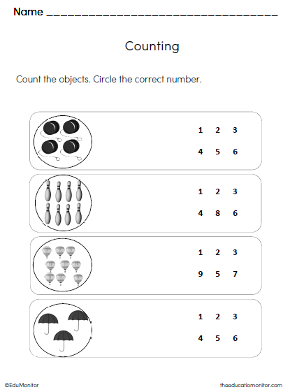 Counting Math Worksheets for Preschool