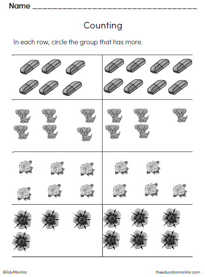 Preschool Counting Math Worksheet