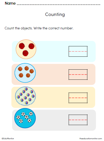 Preschool Counting Math Worksheet