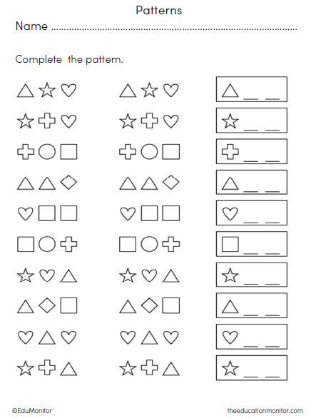 Shapes Pattern Worksheet_EduMonitor-1 Shapes Pattern Worksheets for 2nd Grade.