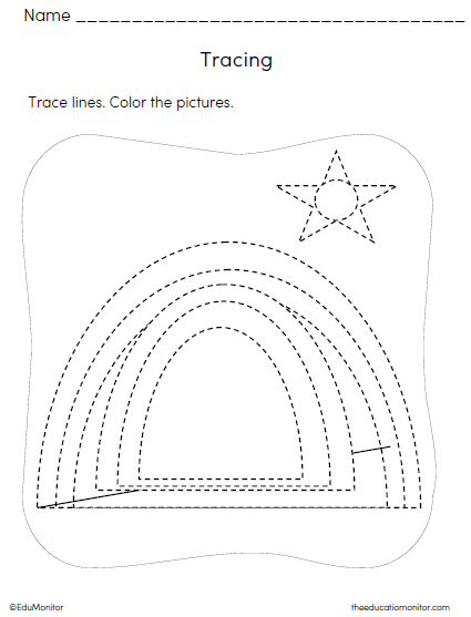 Tracing Preschool Worksheet_EduMonitor-6 Trace and Color Worksheets for Preschool