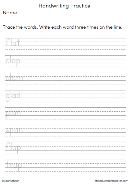 Handwriting Reading and Writing Worksheets for 1st Grade