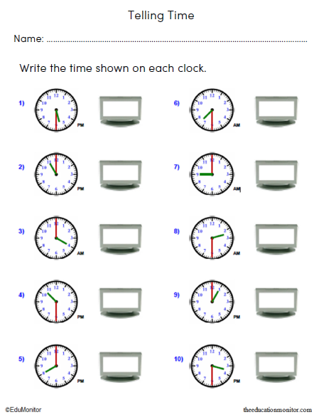 First Grade Time Math Worksheets - EduMonitor