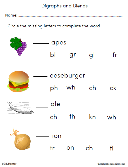 Blends and Digraphs Worksheets for Kids - EduMonitor | Science, Math ...