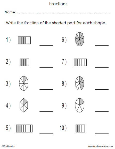 Identifying Fractions Math Worksheet_EduMonitor-1 Identifying Fractions Math Worksheets
