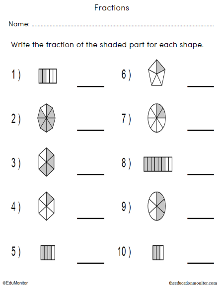 Fractions Math Worksheets for 3rd Grade - EduMonitor