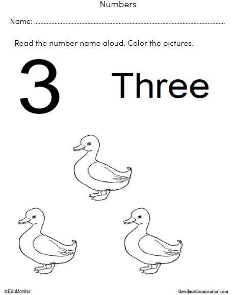 Number Recognition Math Worksheets_EduMonitor-3 Kindergarten Numbers Worksheets