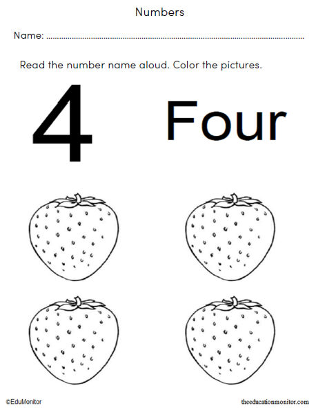 Number Recognition Math Worksheets_EduMonitor-4 Numbers Math Worksheets for Kids